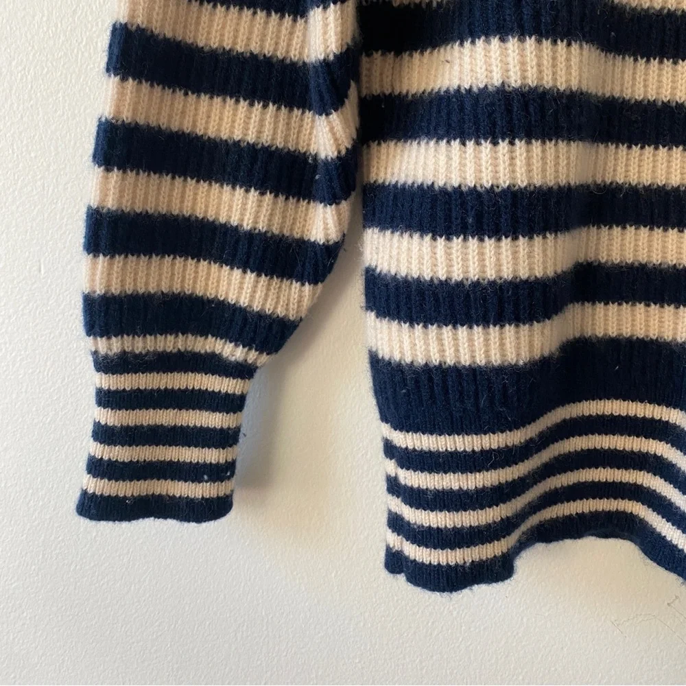 100% Cashmere Ribbed Oversized Crewneck Sweater Stripe - Picture 5 of 10